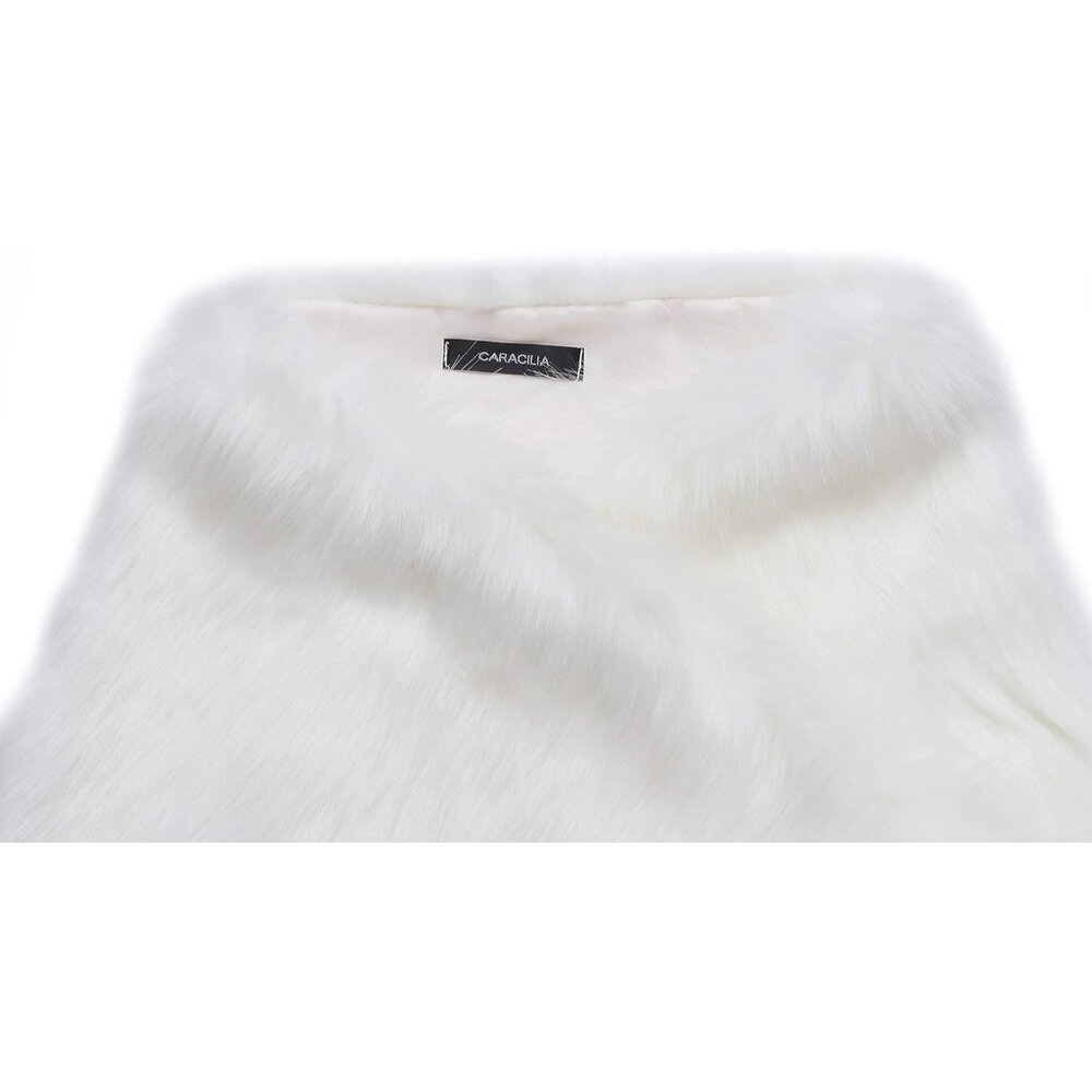 Women Luxury Faux Fur Coat Jackets Wrap Cape Shawl for Wedding Party - Picture 5 of 9